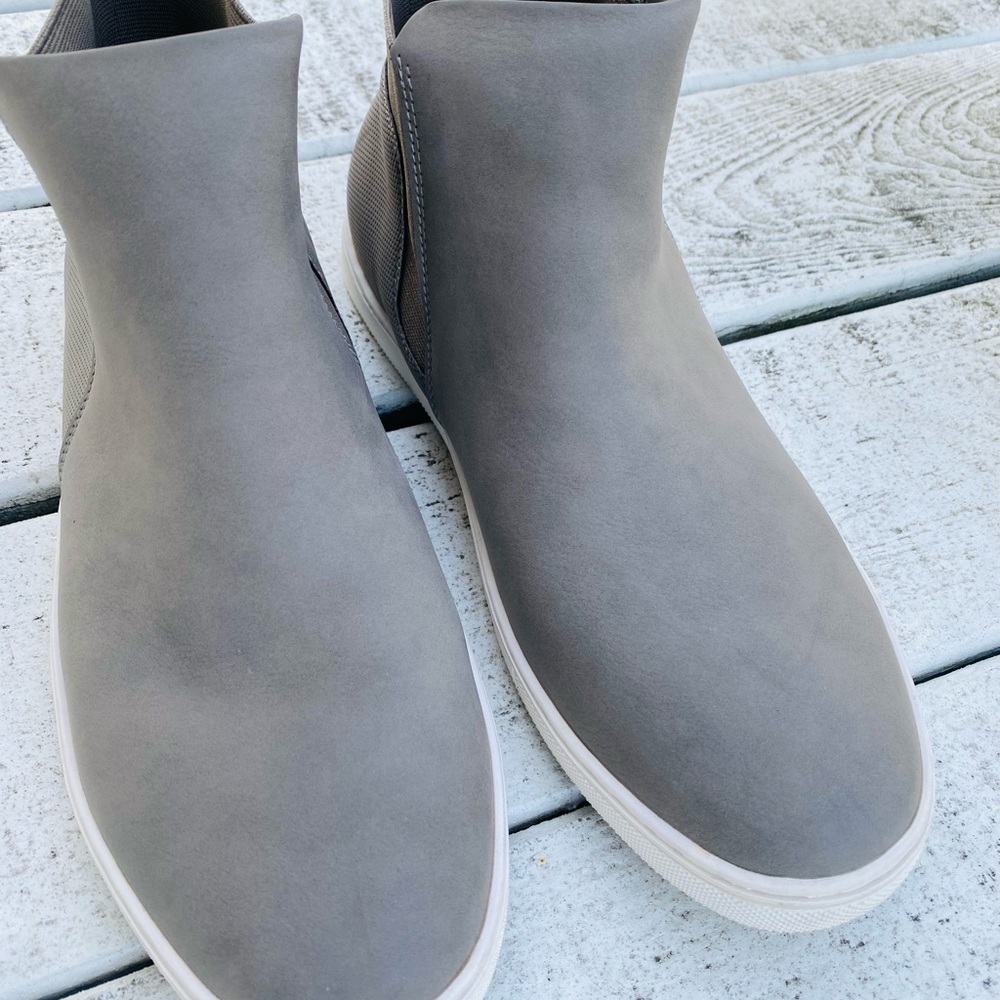 MENS GOOD FELLOW & CO SLIP ON ANKLE SUEDE LOOK GRAY SHOES 8.5